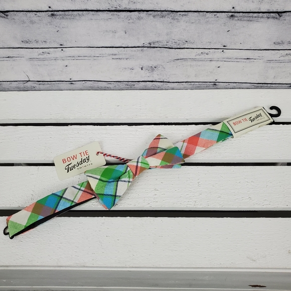 Bow Tie Tuesday Cream Pink Blue Green Pastel Tie - Picture 3 of 7